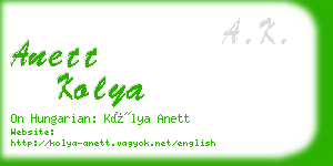 anett kolya business card